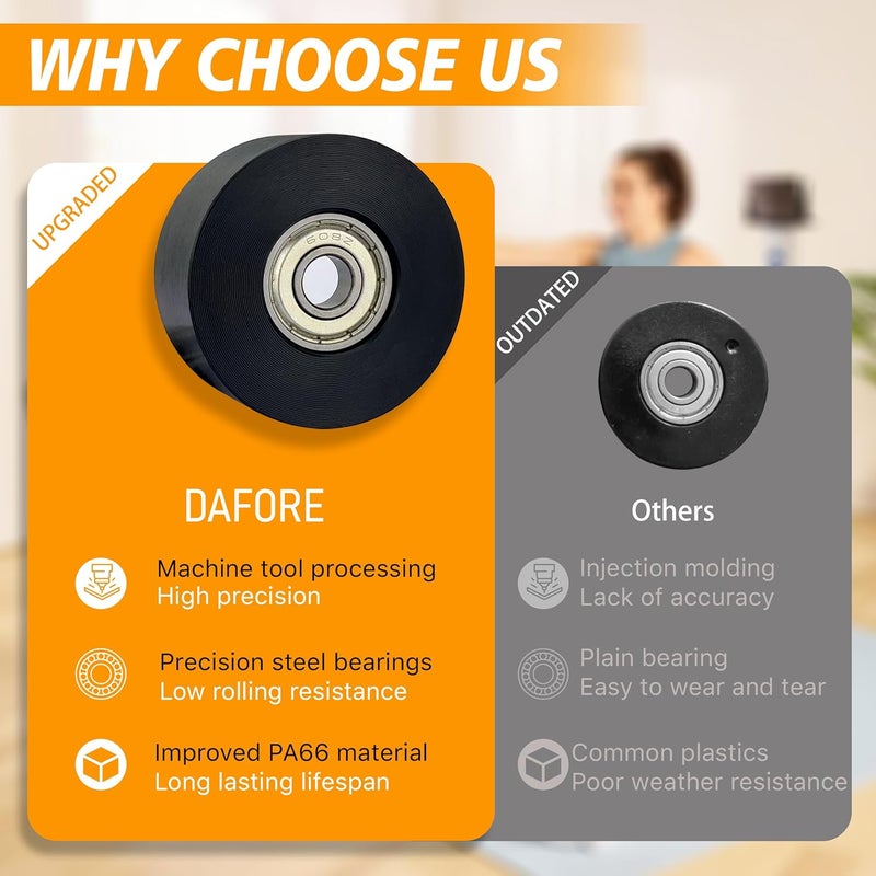 DAFORE Upgraded Machined Wheels/Rollers Compatible with Rowing Machine,Water Rower Seat Attachment,Exercise Machine Parts Accesory,The Bearing Bore Diameter is 5/16 Inch,4Pcs - Image 5